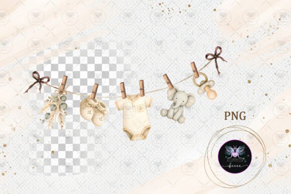 Download Boho Neutral Baby Clothesline PNG - Neutral Collection