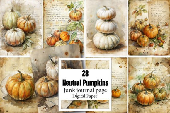 Download Neutral Pumpkins Junk Journal Pages - Neutral Collection