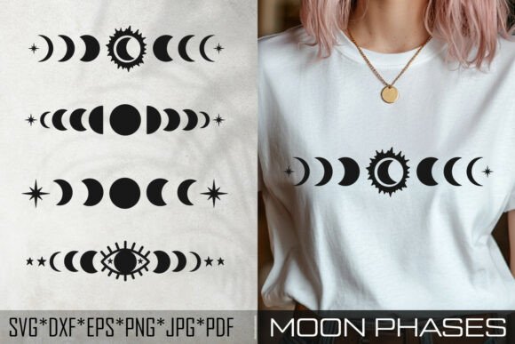 Download Moon Phases SVG, Boho Celestial Design - Boho celestial Collection