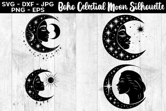 Download Boho Celestial Moon Silhouettes SVG EPS - Boho celestial Collection