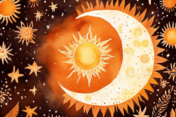 Download Boho Celestial Sun and Moon Watercolor - Boho celestial Collection